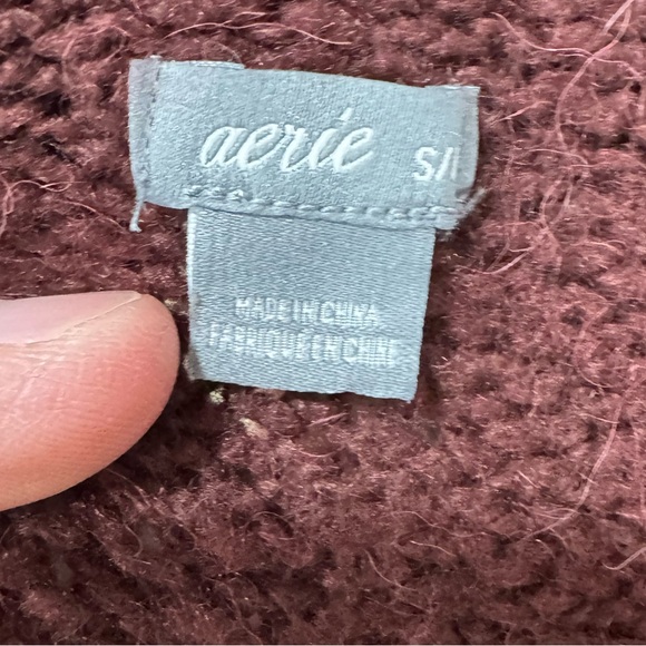 Aerie Alpaca Wool Blend Mock Neck Oversized Sweater, size Small, Burgundy - Picture 3 of 6